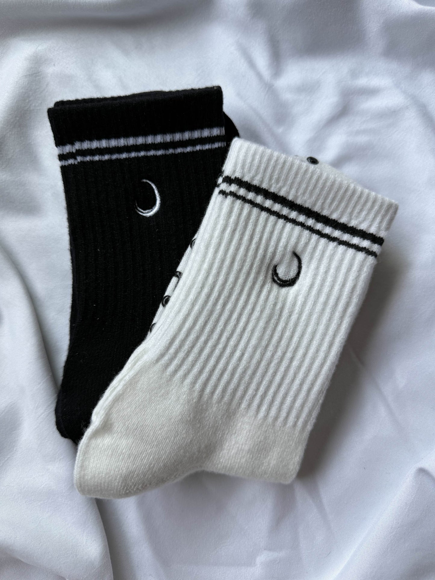 The Basics: "White/Black" Women's Grip Socks