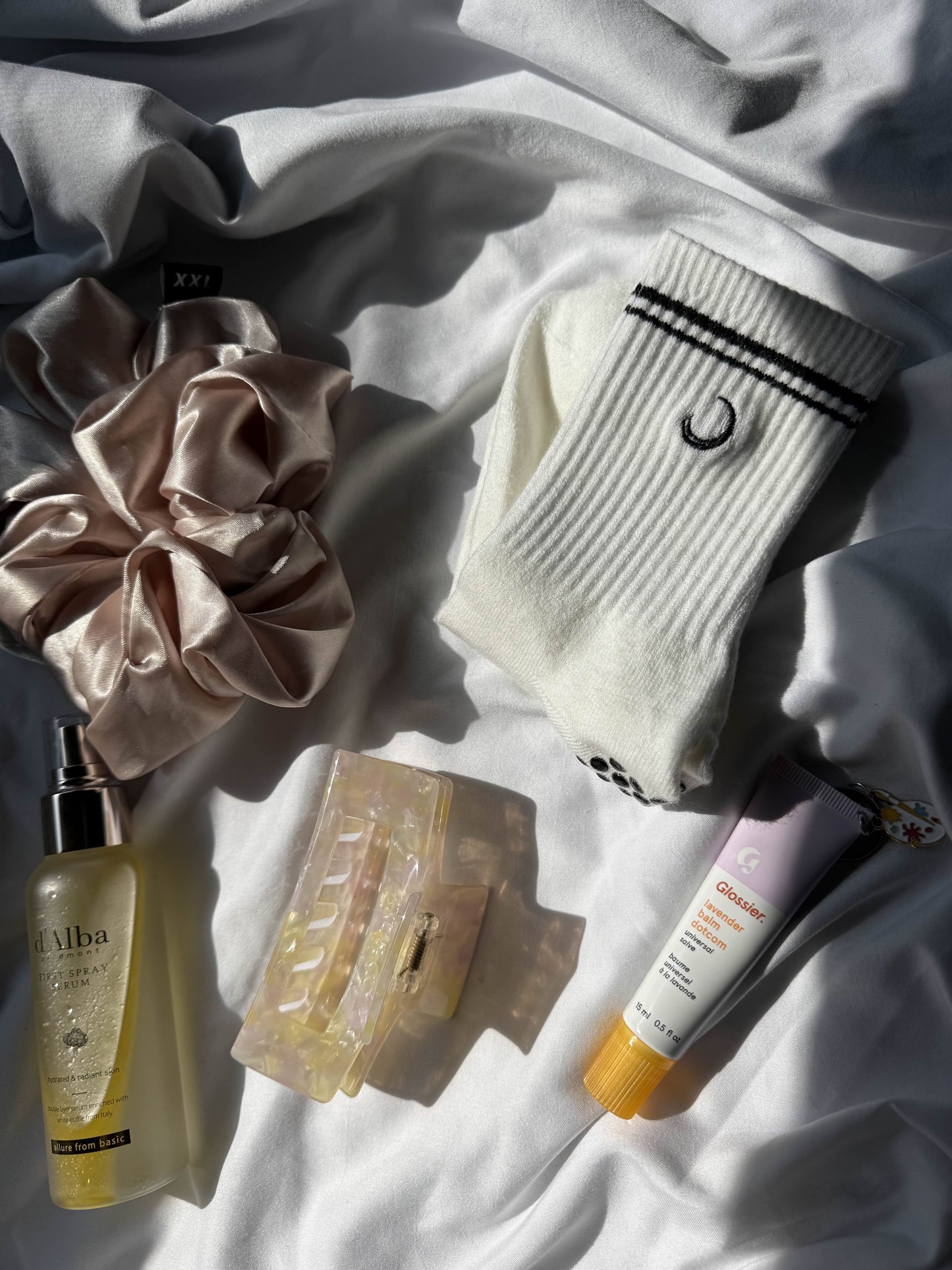The Basics: "White/Black" Women's Grip Socks