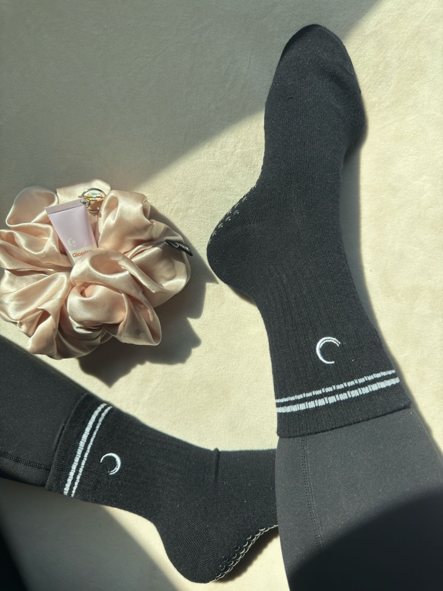 The Basics: "Black/White" Women's Grip Socks