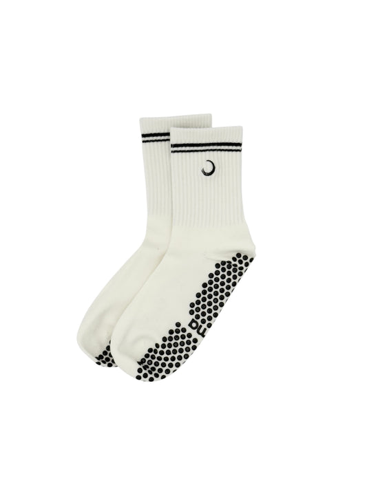 The Basics: "White/Black" Women's Grip Socks